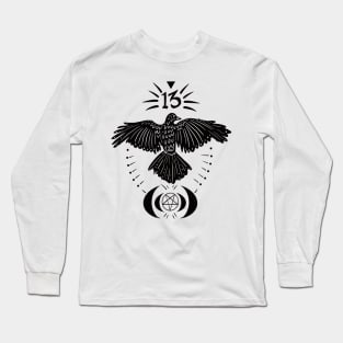 Black Bird with Number 13 and Moon Long Sleeve T-Shirt